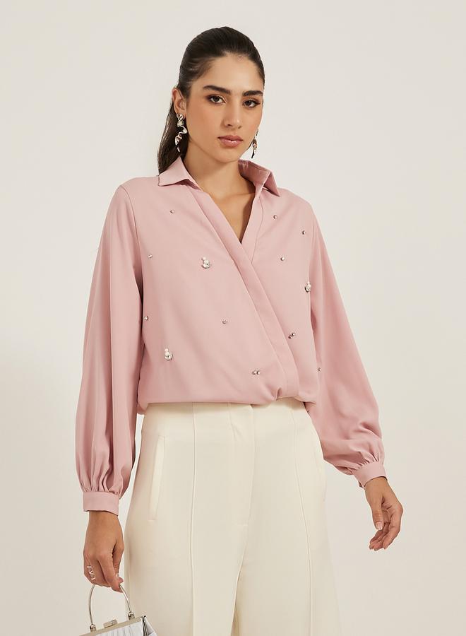 Styli Embellished Regular Fit Wrap Top - Image 3